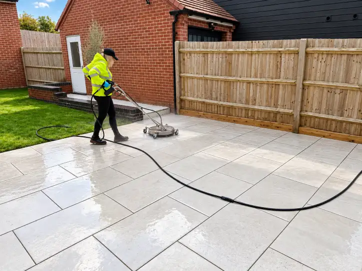 Patio being professionally cleaned