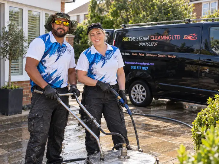 Pristine Steam Cleaning Ltd team carrying out professional exterior cleaning