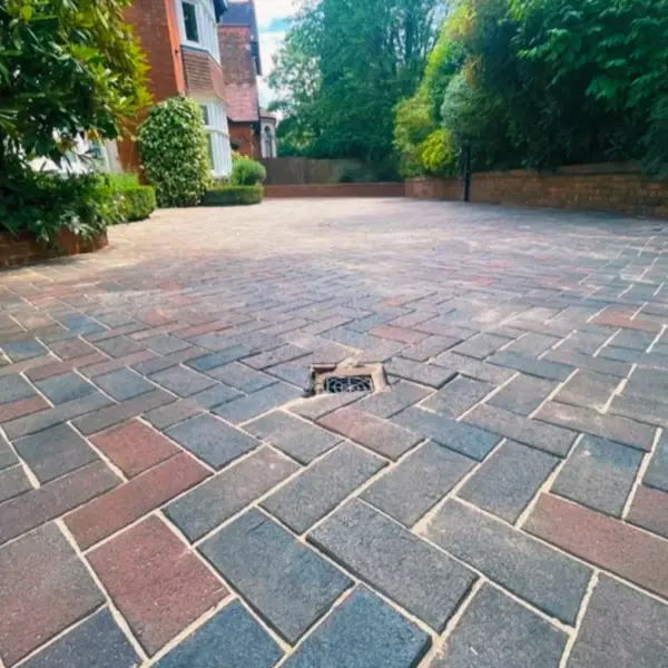 Block paved driveway after professional cleaning